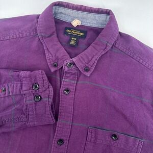 CPO Provisions Button Down Shirt Mens Medium Purple Striped Flannel Utility